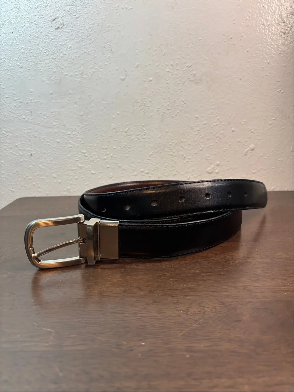 Classic Black Reversible Belt with Silver Buckle